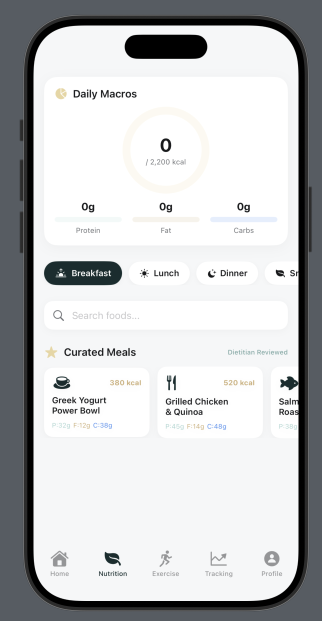 Nutrition tracking in HermanRx App